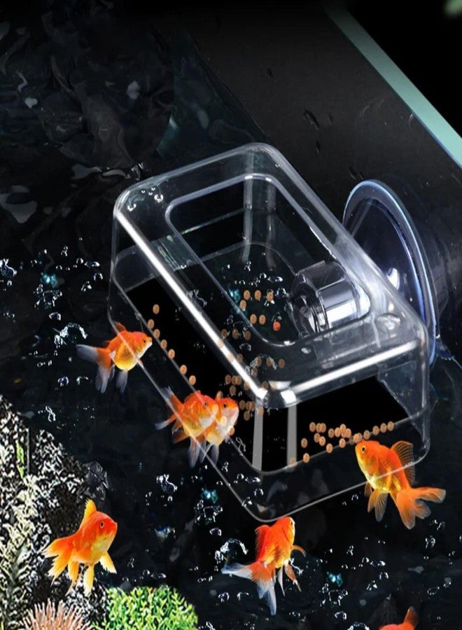 VAYINATO® 1pc Rectangular Shaped Acrylic Fish Feeding Box with Suction Cup, Transparent Fish Feeder, Aquarium Fish Tank Accessories Cichild, Beta, Goldfish, Spirulina and Koi Pond by Petzlifeworld - Image 1